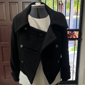 DVF Ladybird Short Trench Jacket - Black Size 6 - Wool/Alpaca mix